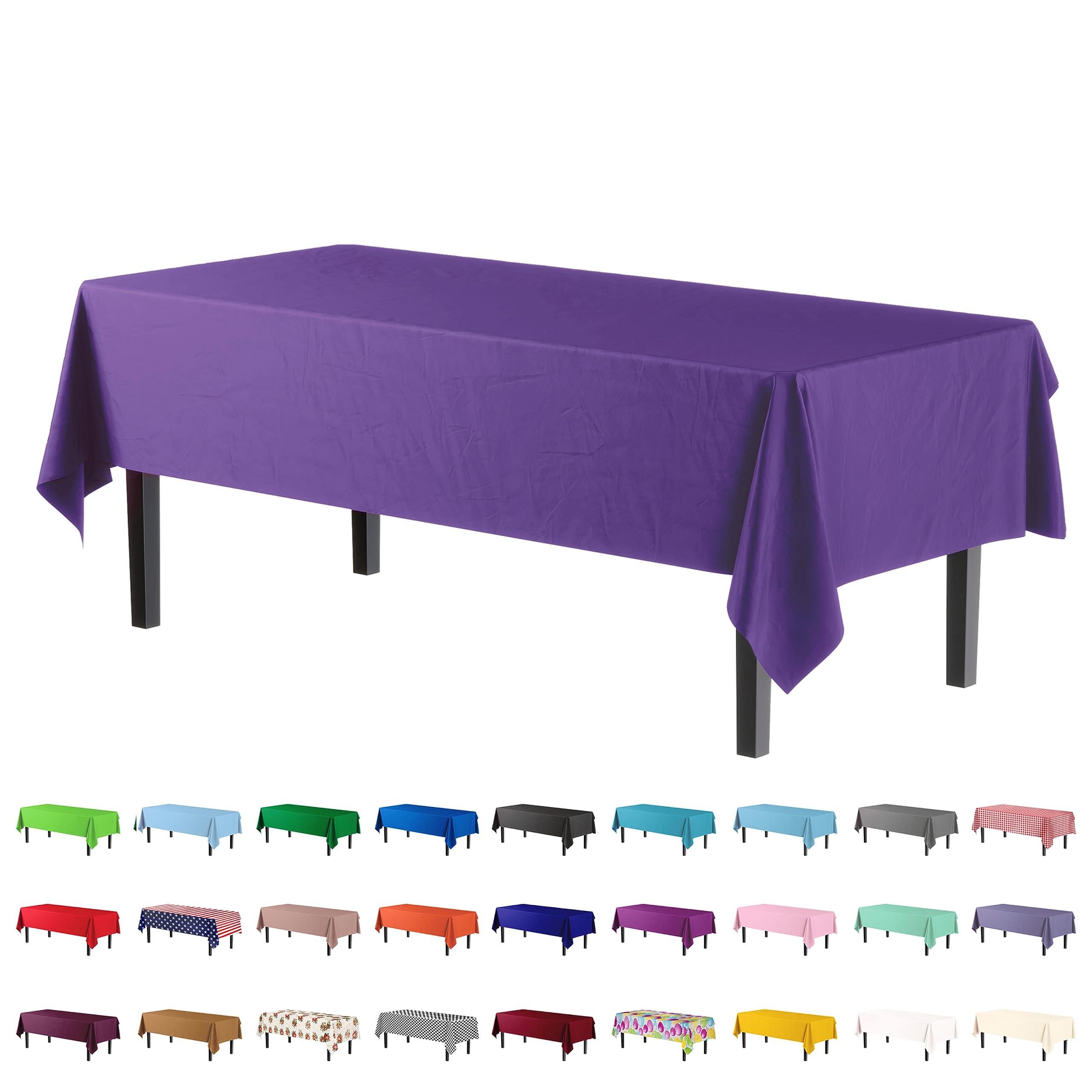 Premium Purple Plastic Table Covers | 96 Count