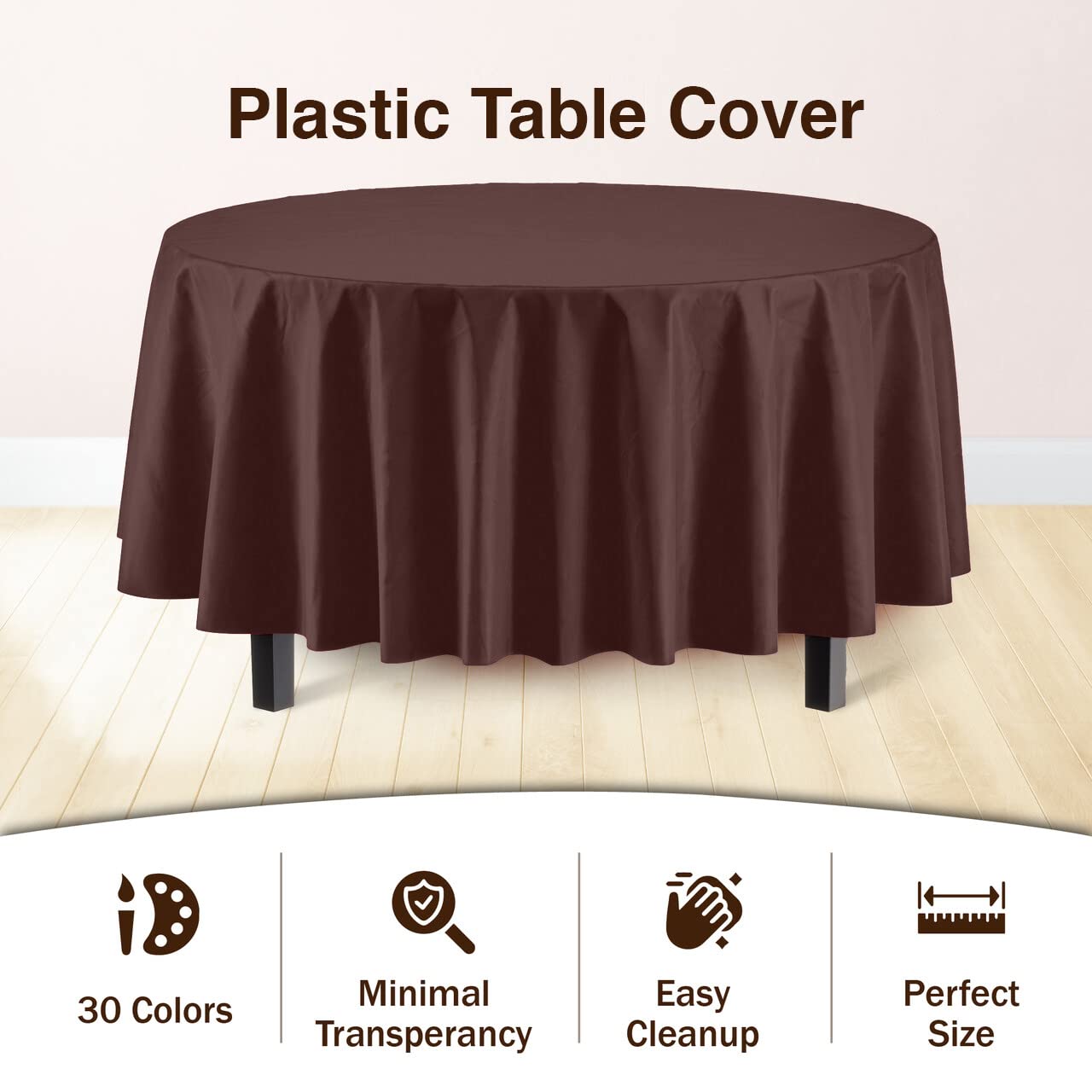 Premium Round Brown Table Cover | 12 Pack