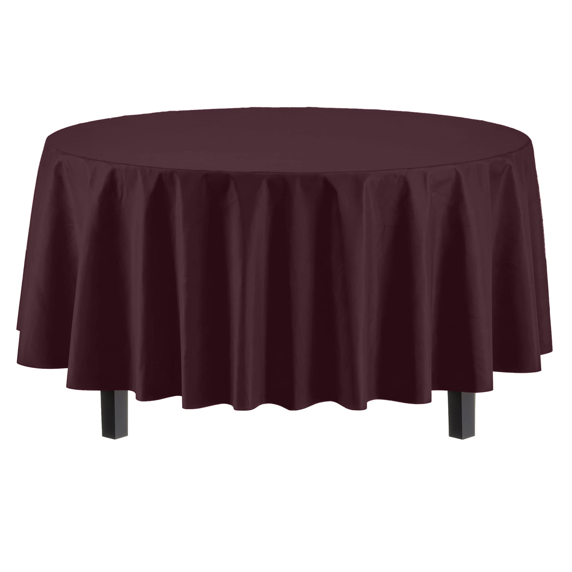 Premium Round Brown Plastic Table Covers | 96 Count