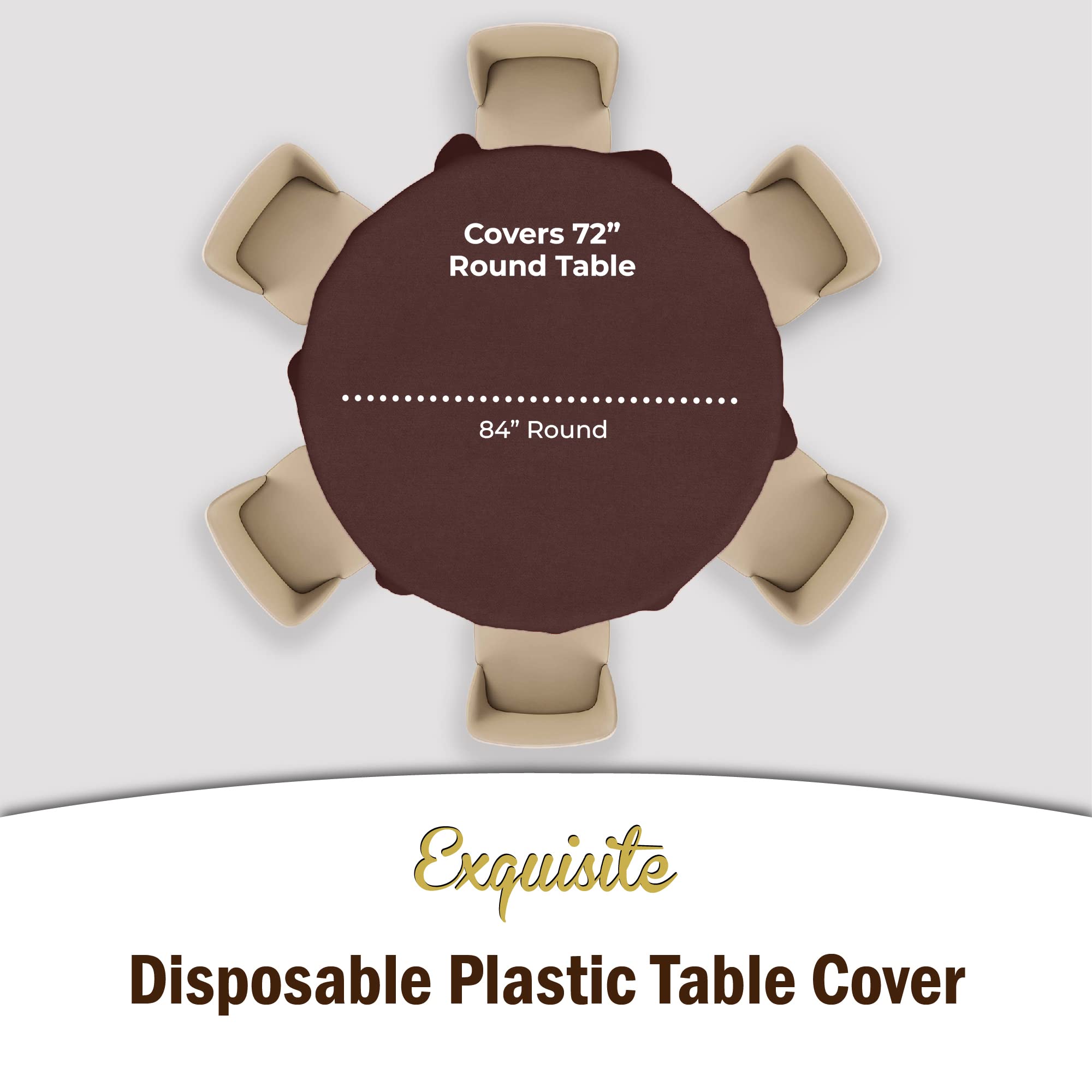 Premium Round Brown Plastic Table Covers | 96 Count