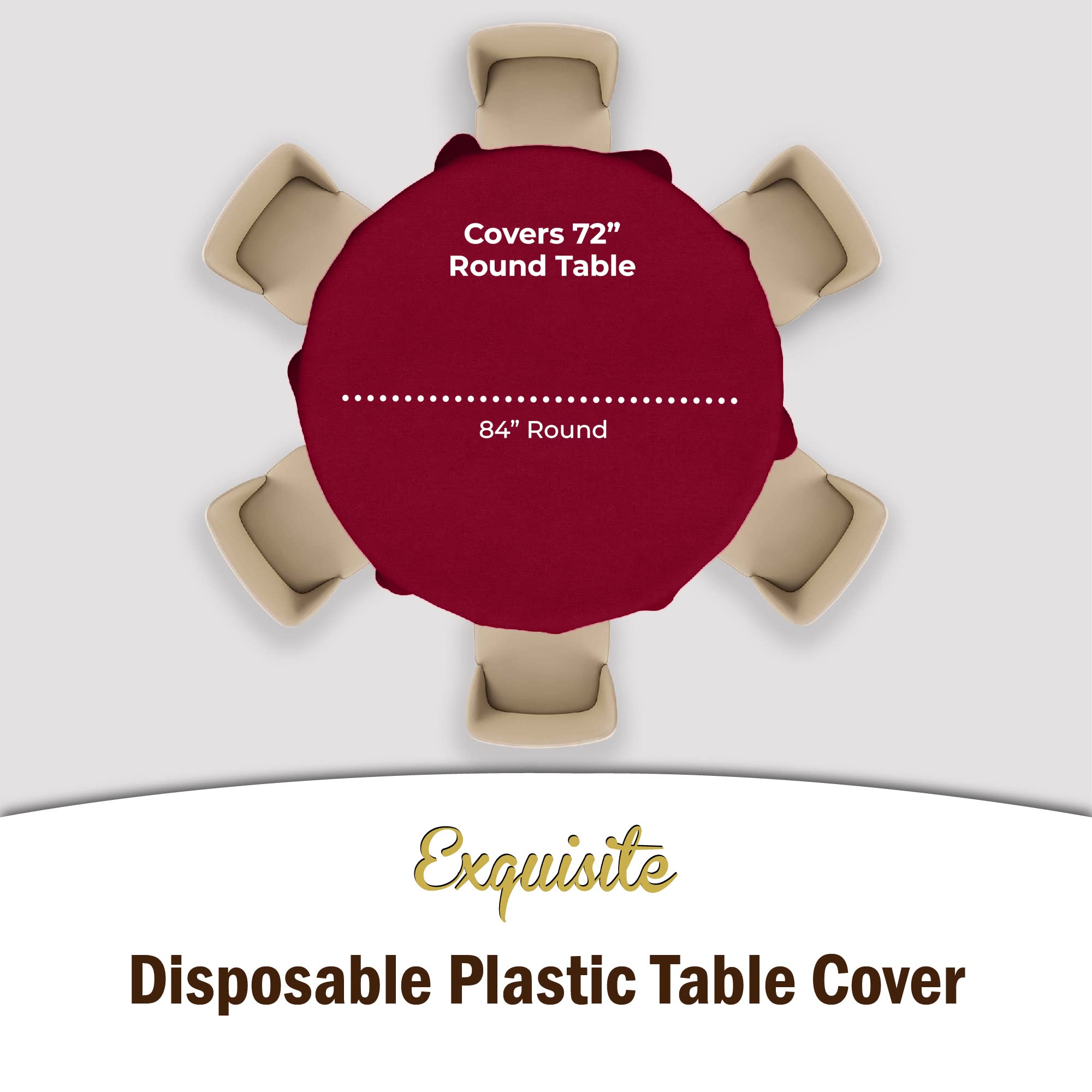 Premium Round Burgundy Plastic Table Covers | 96 Count