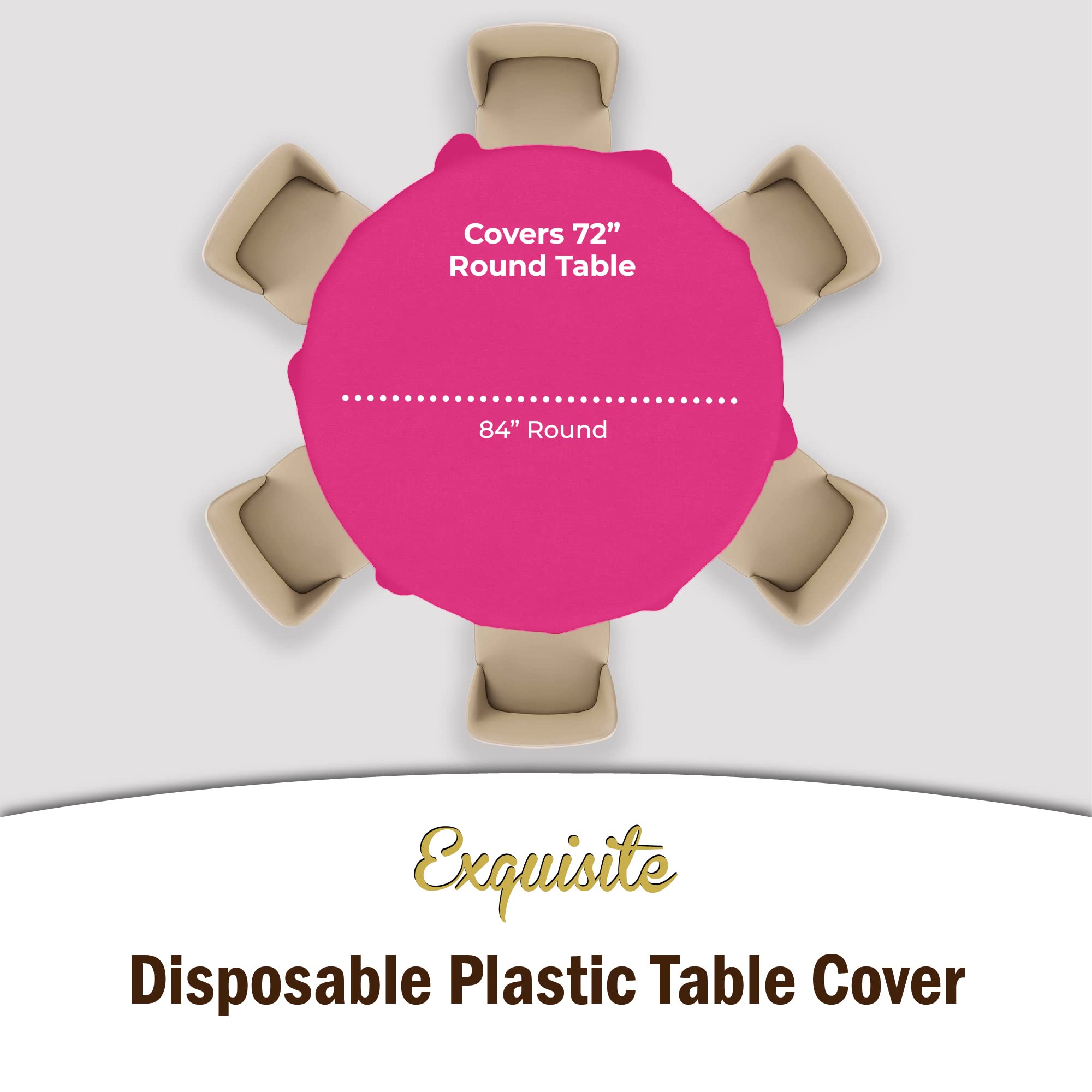 Premium Round Cerise Plastic Table Covers | 96 Count