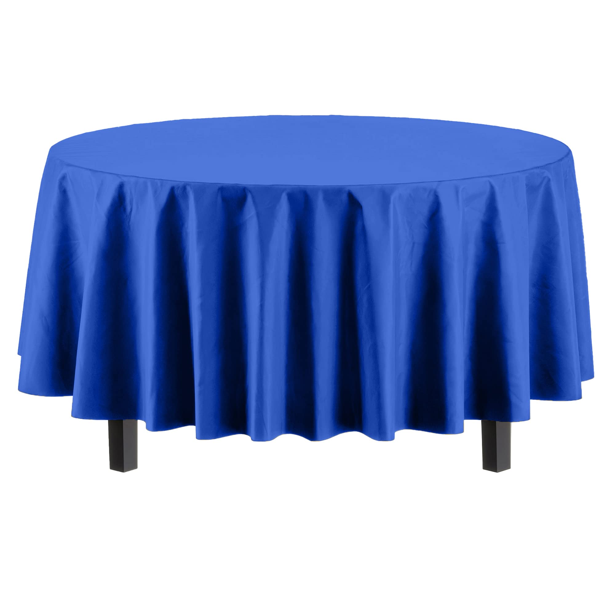 Premium Round Dark Blue Plastic Table Covers | 96 Count