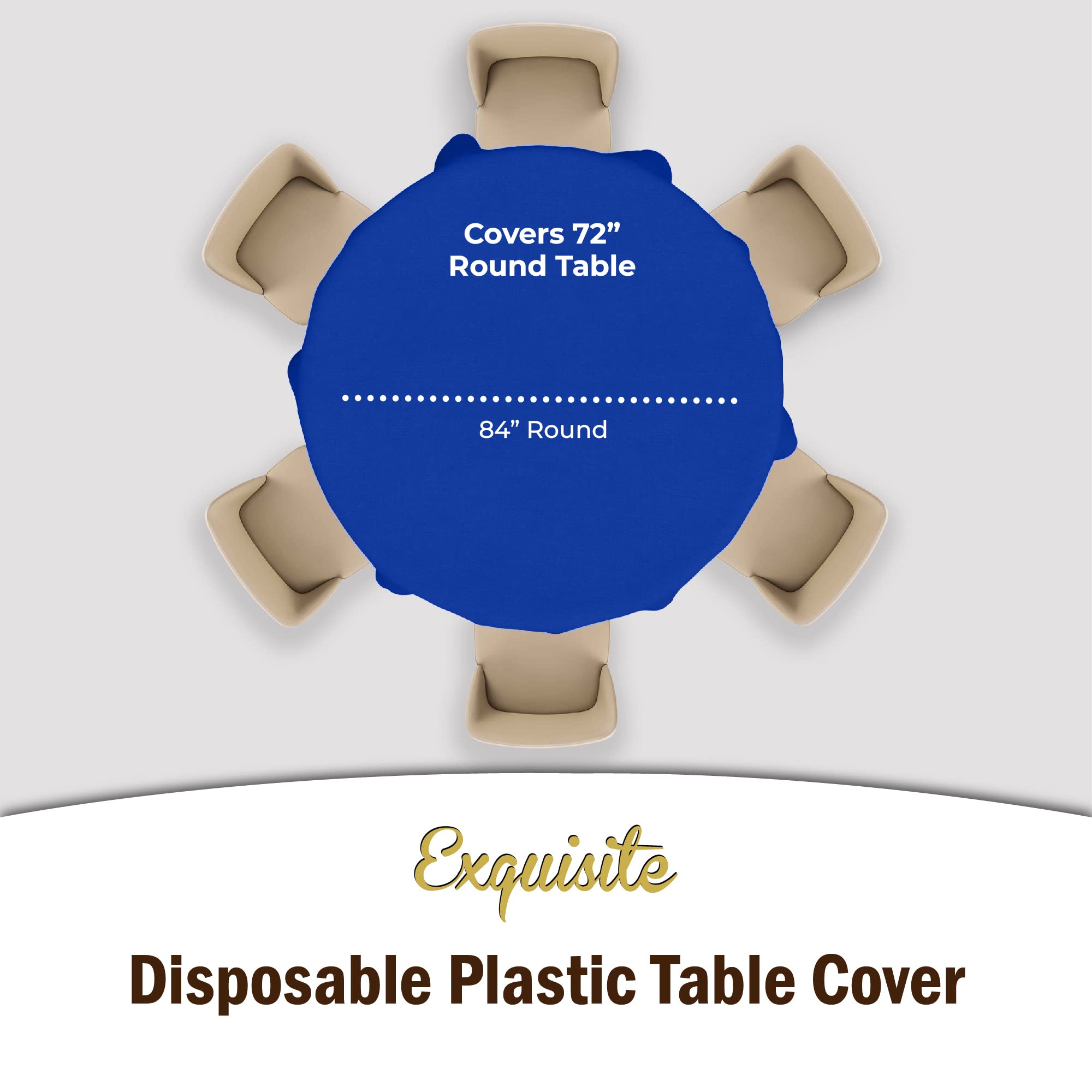 Premium Round Dark Blue Plastic Table Covers | 96 Count