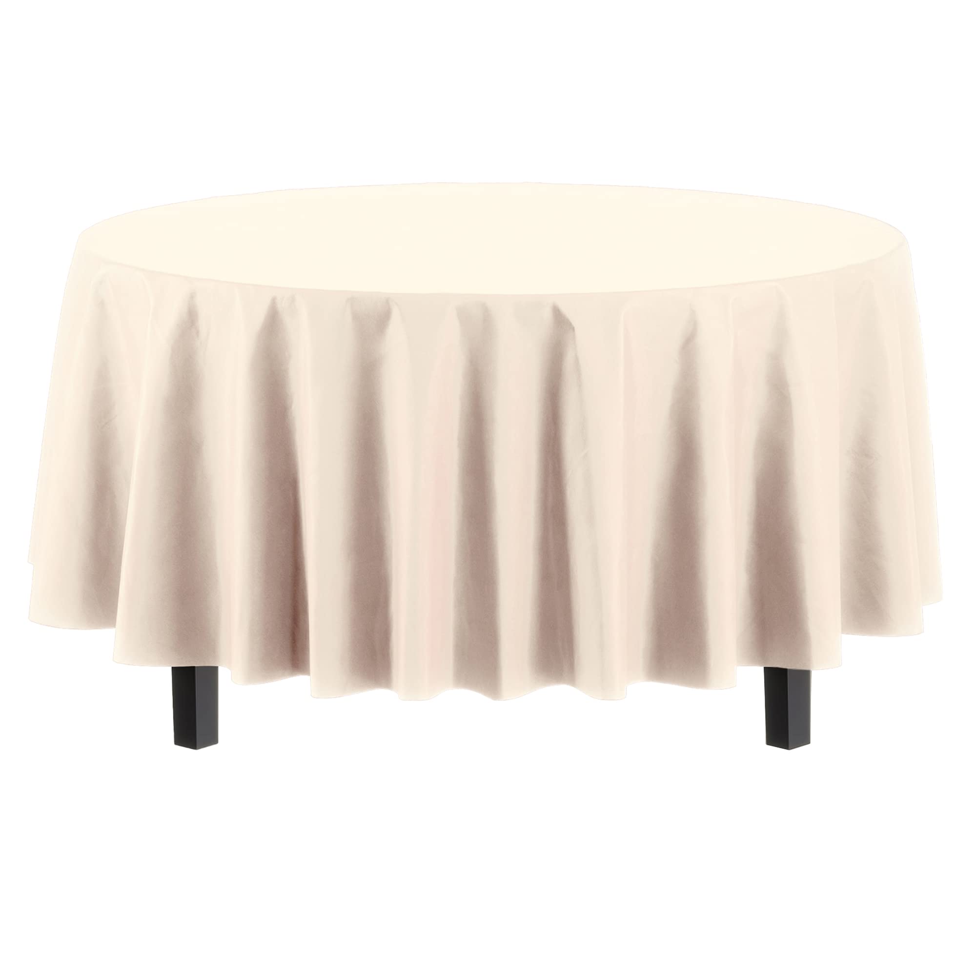 Premium Round Ivory Plastic Table Covers | 96 Count