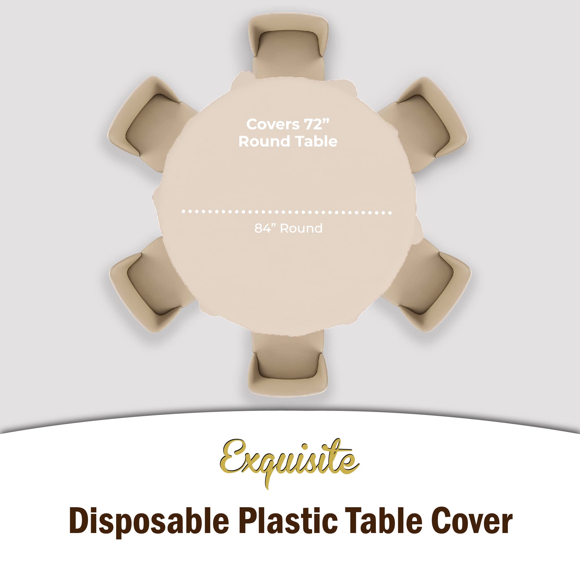 Premium Round Ivory Plastic Table Covers | 96 Count