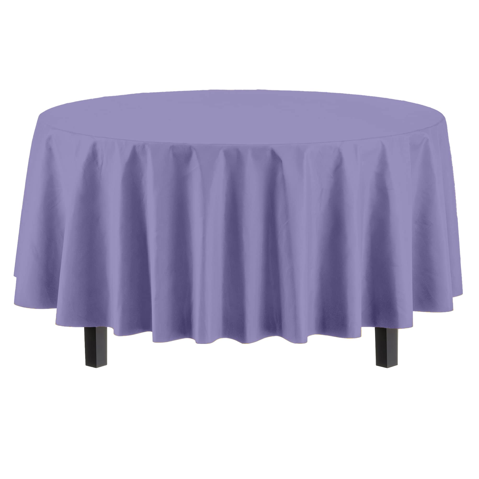 Premium Round Lavender Plastic Table Covers | 96 Count