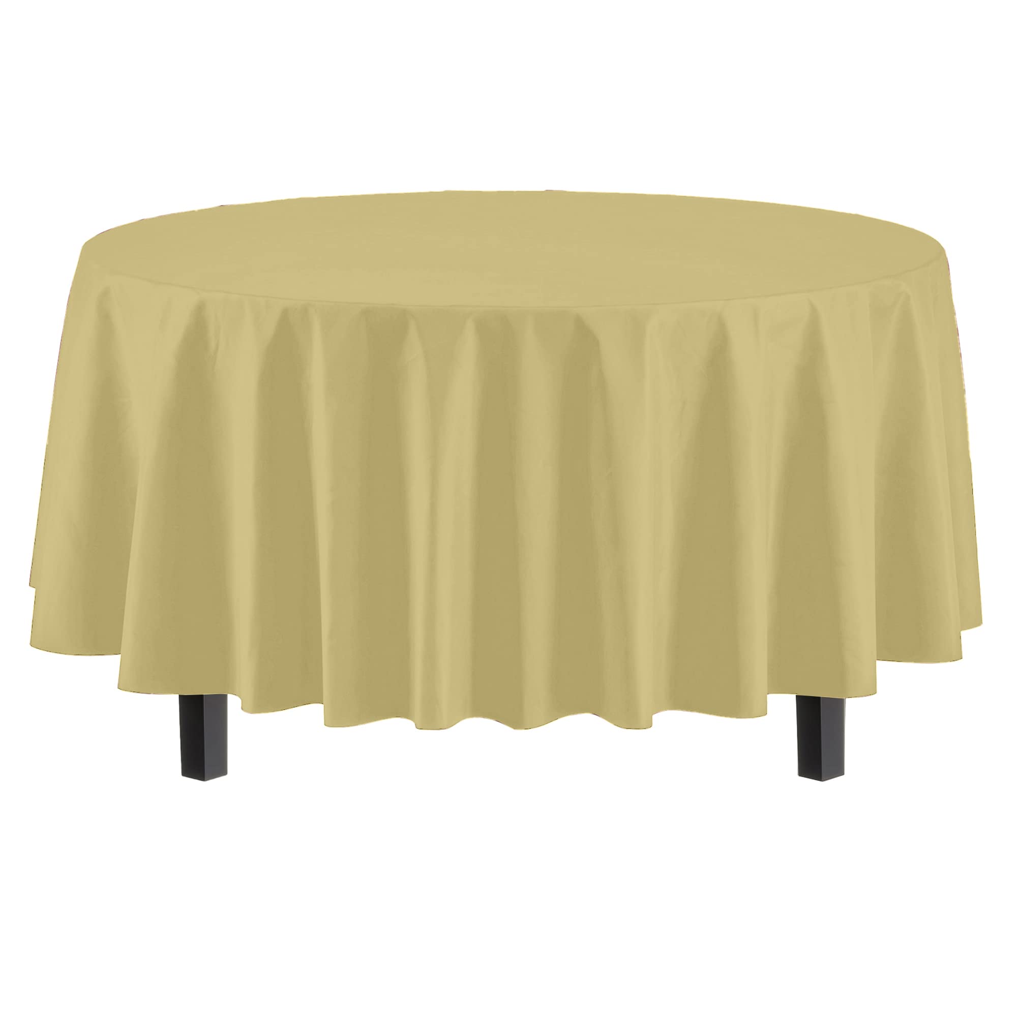 Premium Round Light Yellow Plastic Table Covers | 96 Count