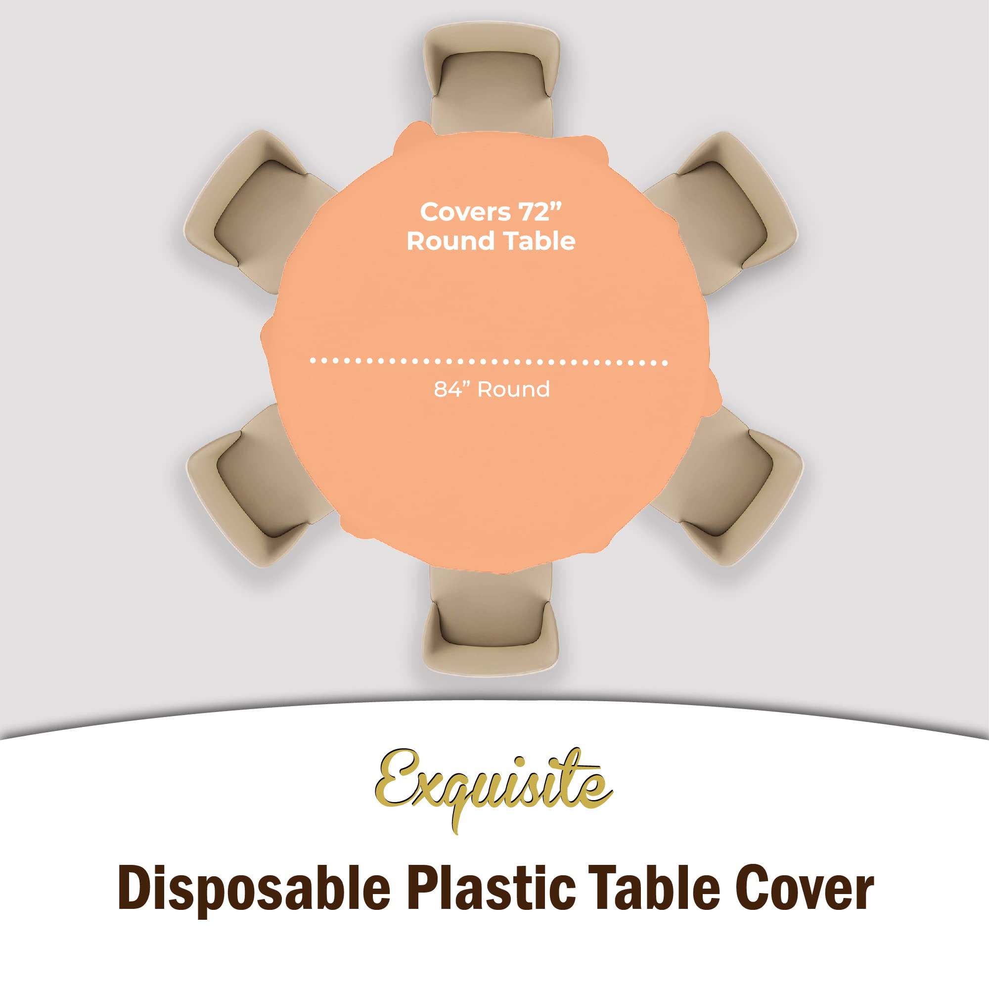 Premium Round Peach Plastic Table Covers | 96 Count