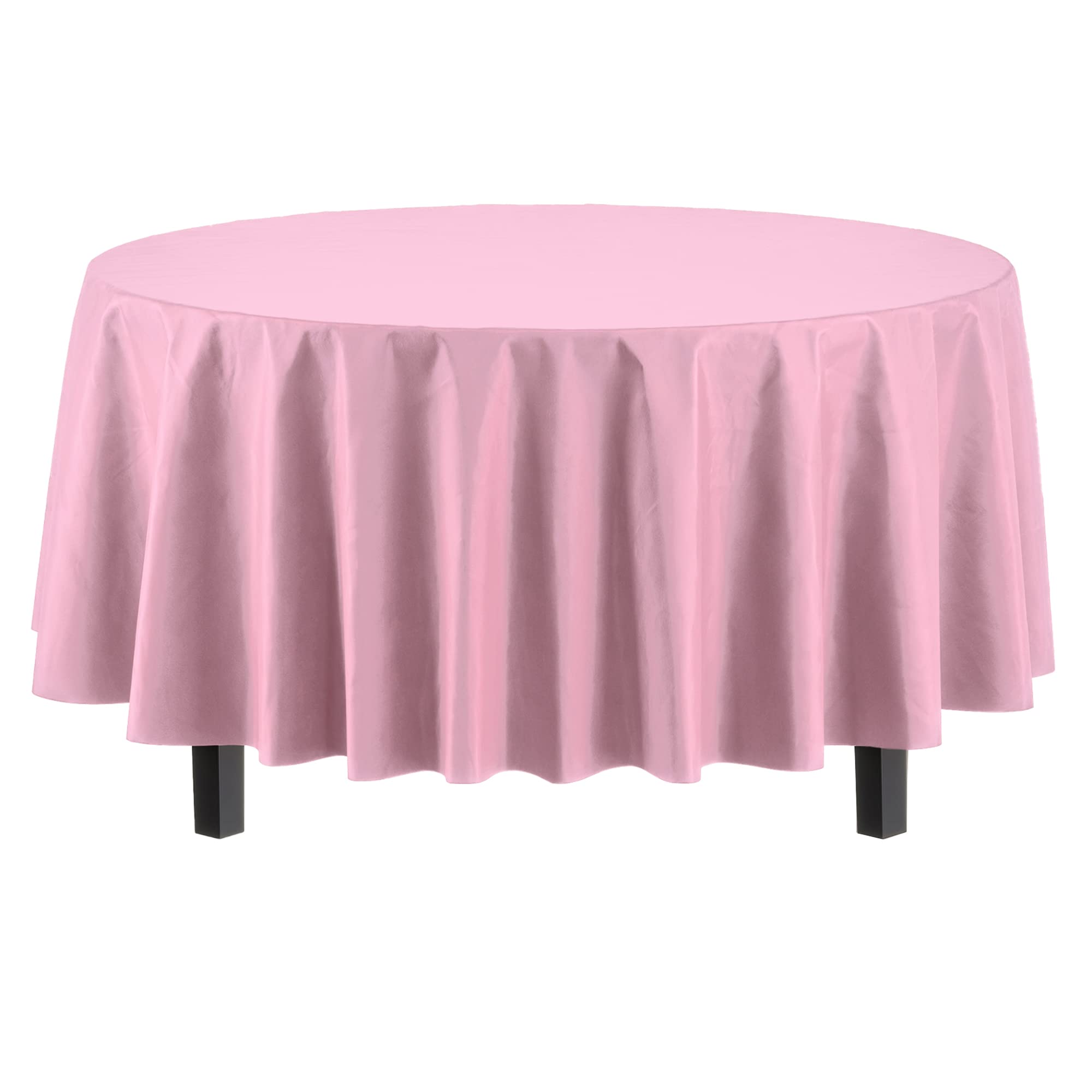 Premium Round Pink Plastic Table Covers | 96 Count