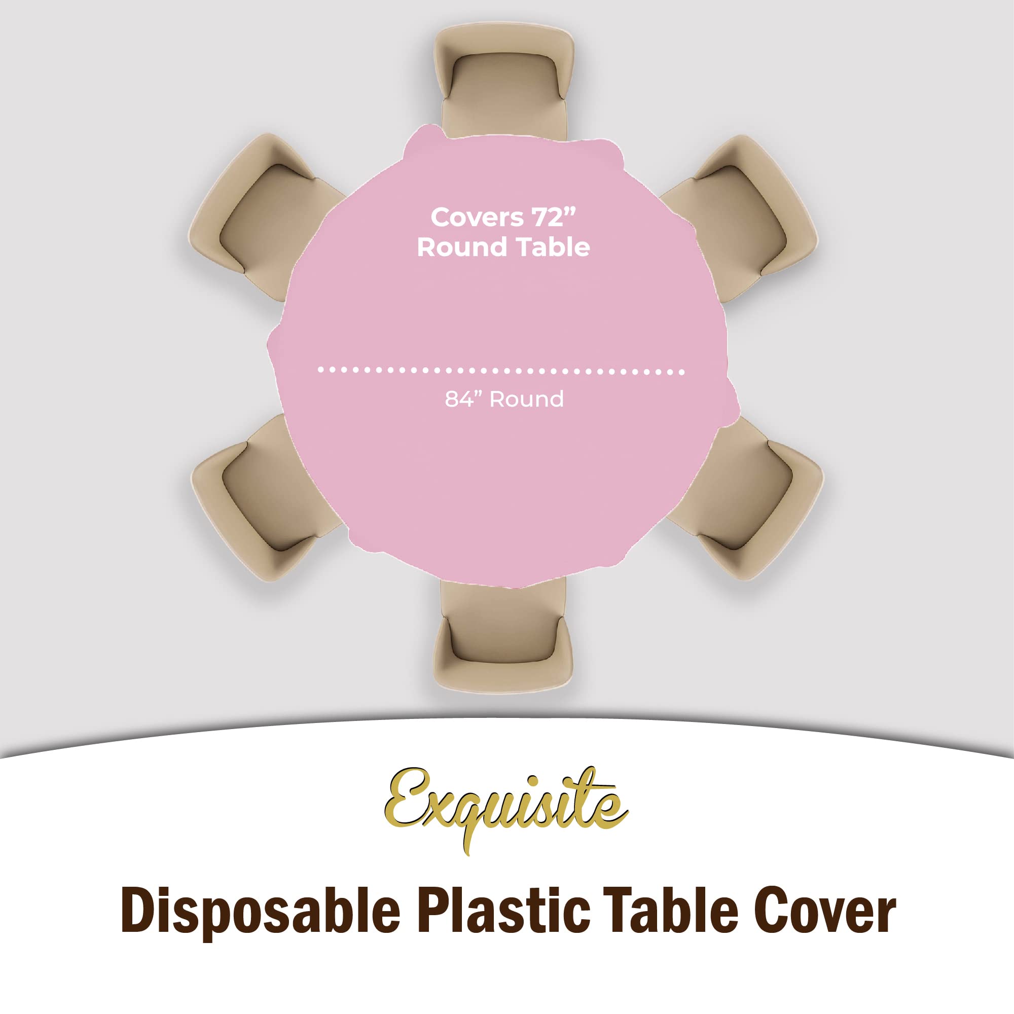 Premium Round Pink Plastic Table Covers | 96 Count