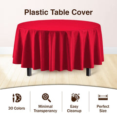 Premium Round Red Table Cover | 12 Pack