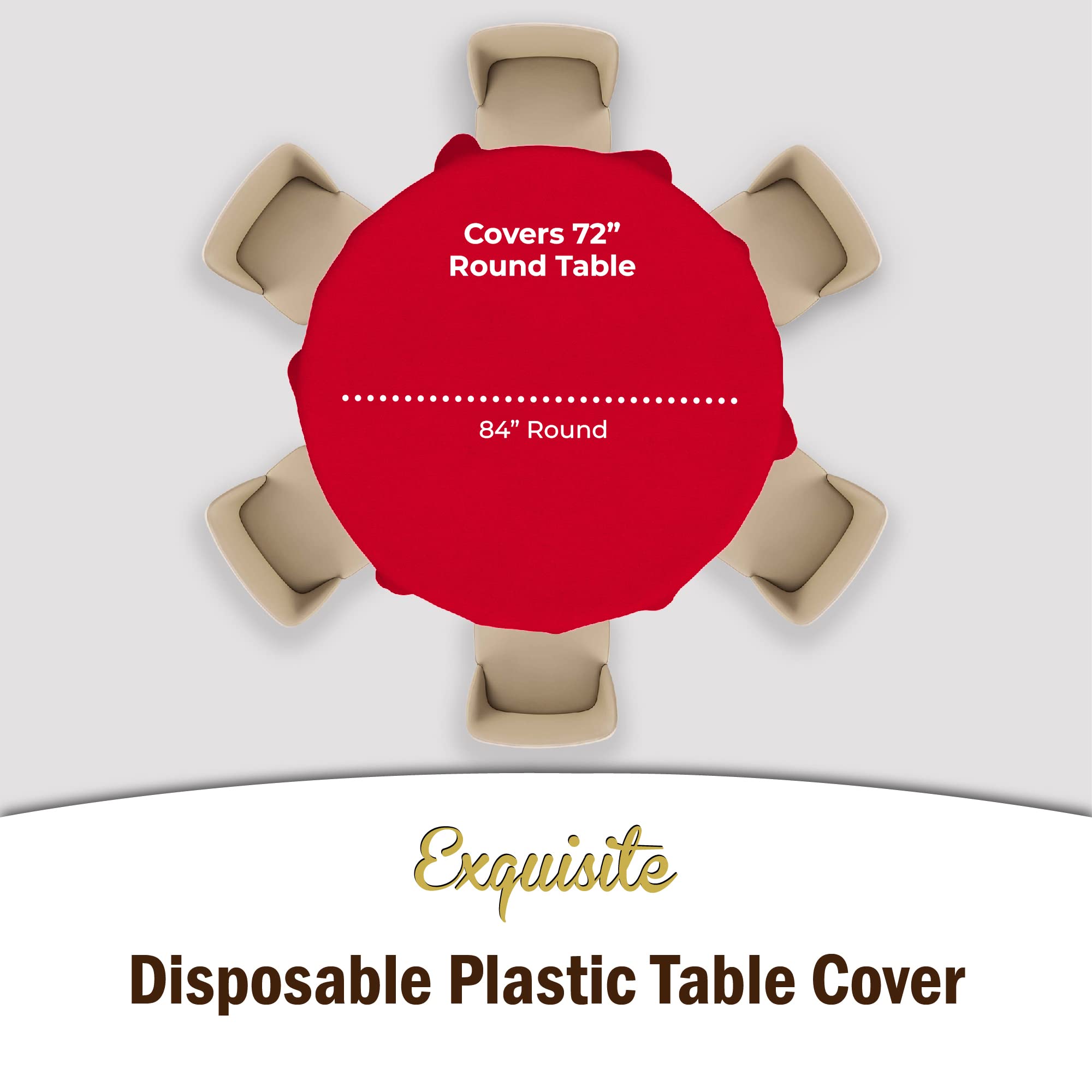 Premium Round Red Table Cover | 6 Pack