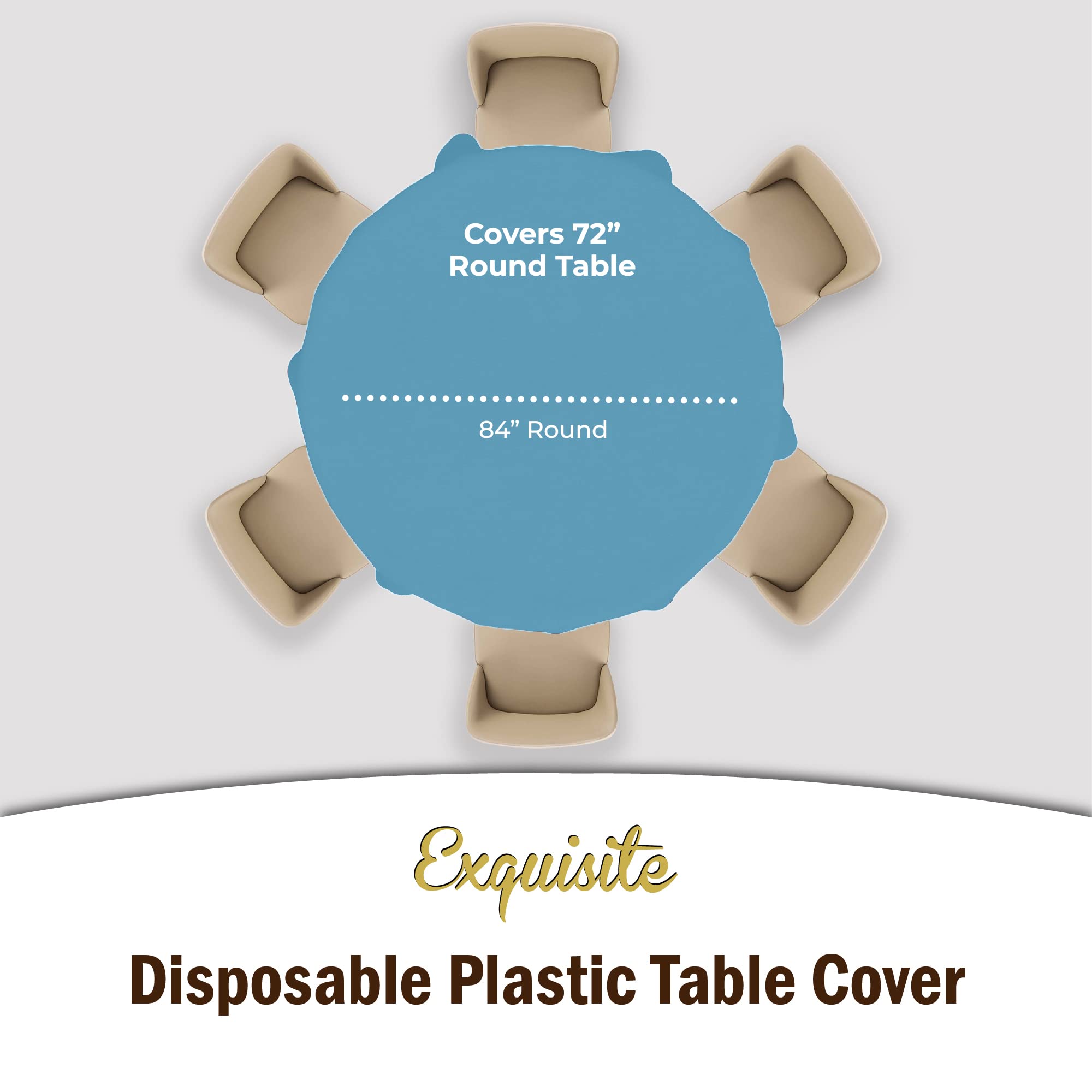 Premium Round Sky Blue Table Cover | 6 Pack