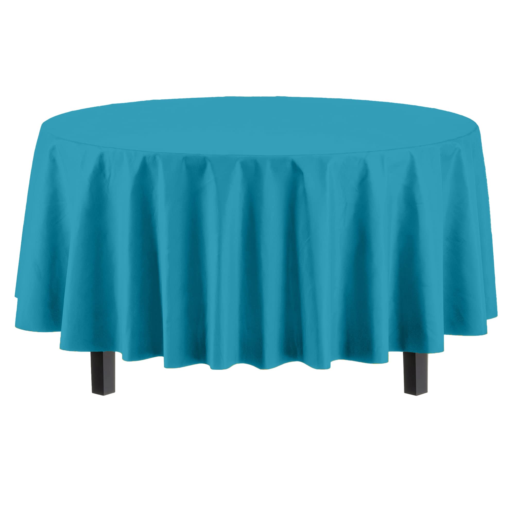 Premium Round Turquoise Plastic Table Covers | 96 Count