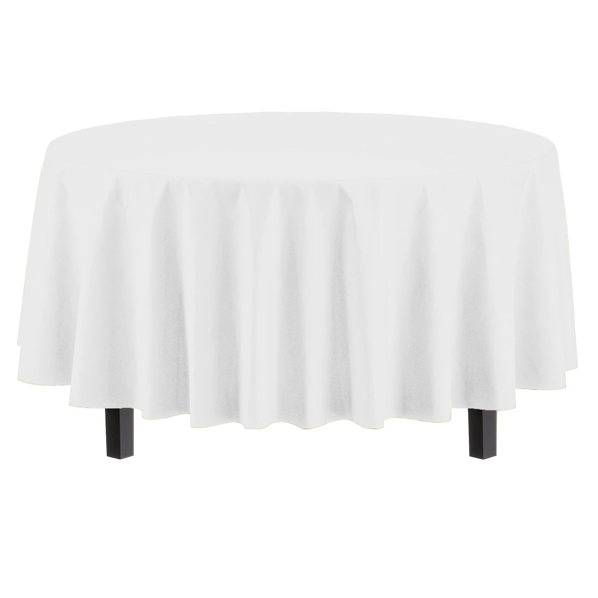 Premium Round White Plastic Table Covers | 96 Count