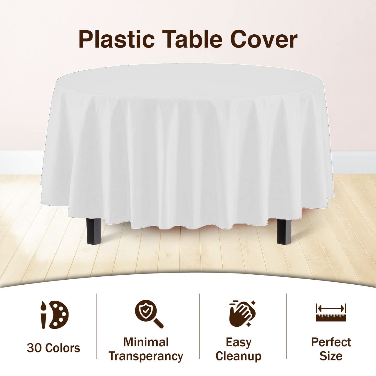 Premium Round White Table Cover | 12 Pack