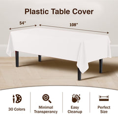 White Plastic Table Cover | 6 Pack