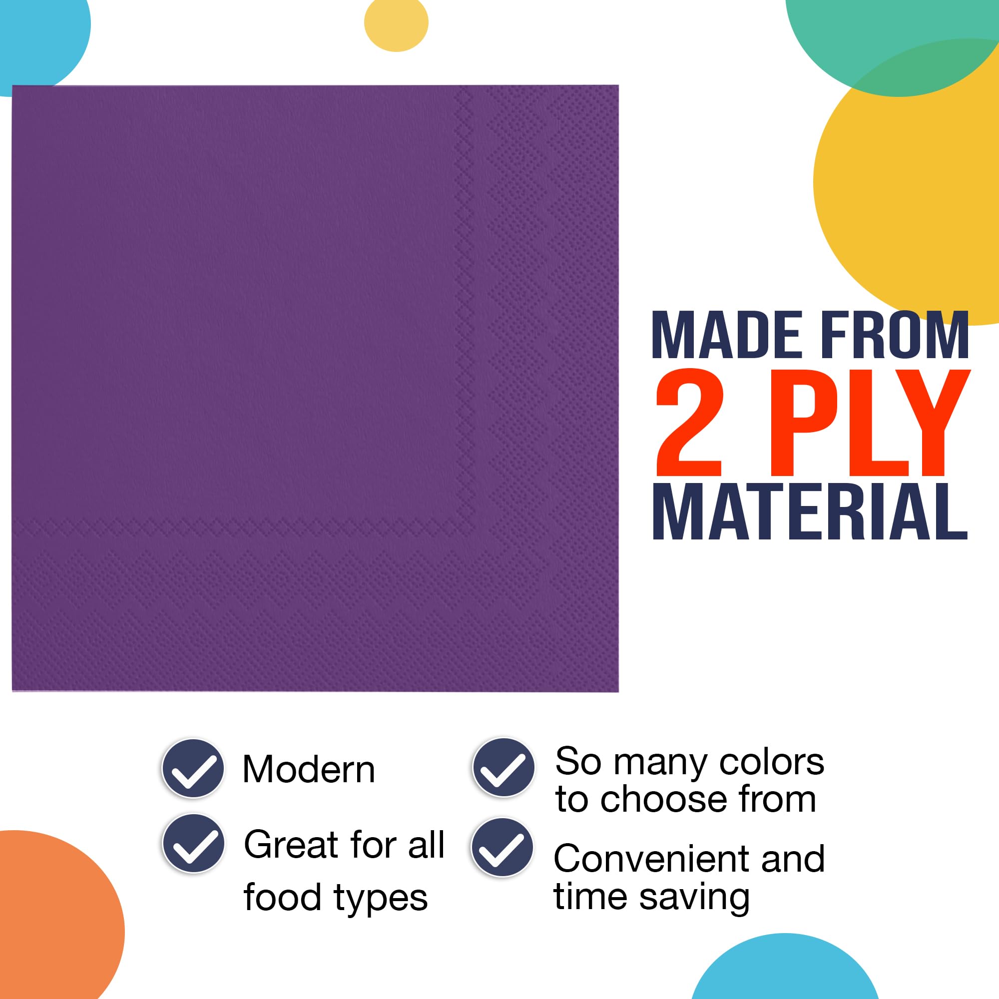 Purple Beverage Napkins | 3600 Pack