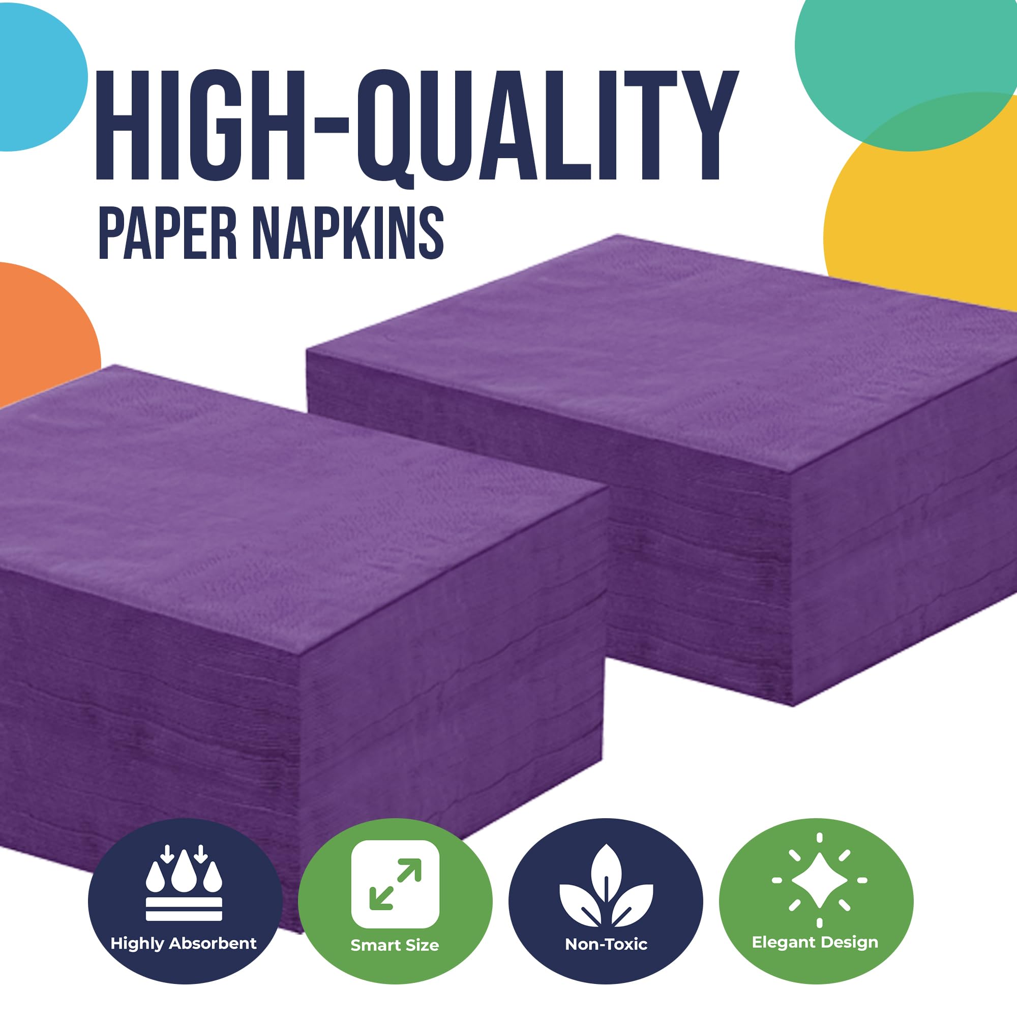 Purple Beverage Napkins | 3600 Pack