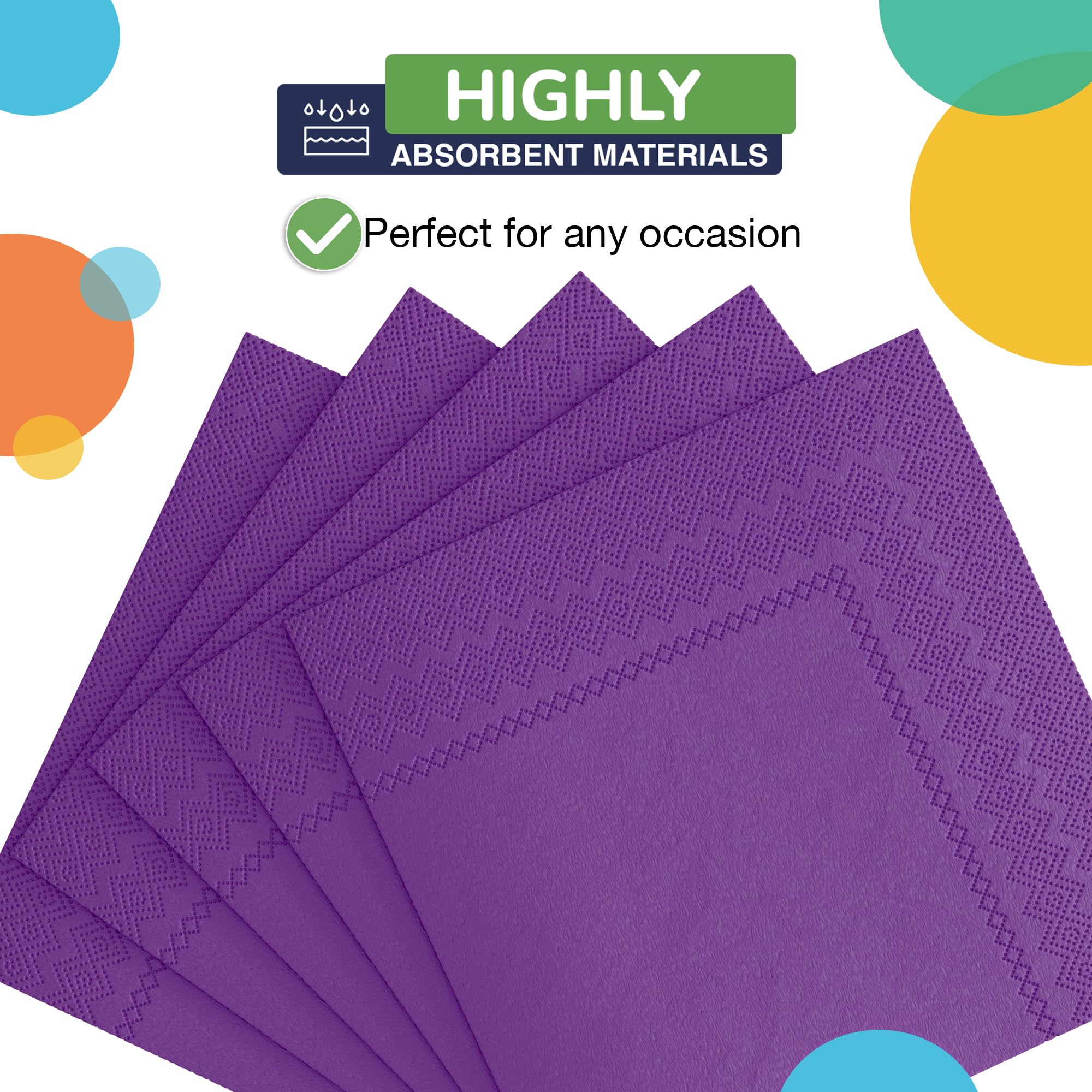 Purple Beverage Napkins | 3600 Pack