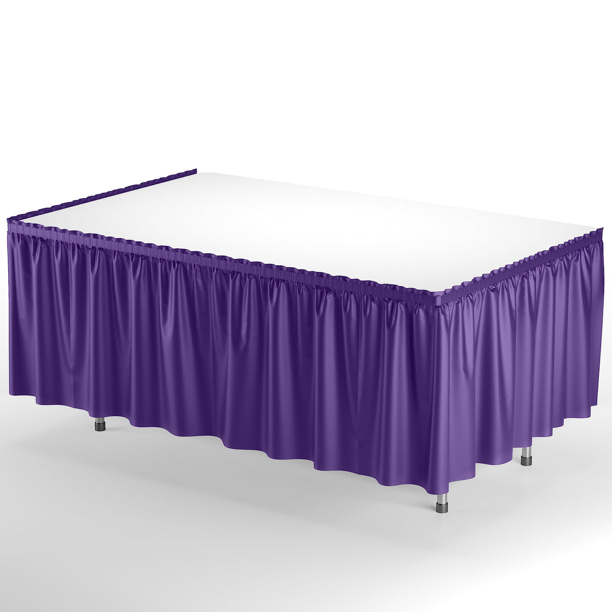 Purple Plastic Table Skirt | 6 Pack