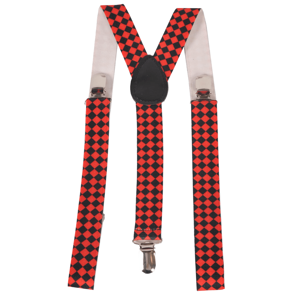 Red Checkerboard Suspenders - Wide