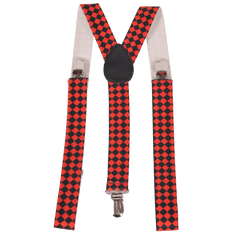 Red Checkerboard Suspenders - Wide