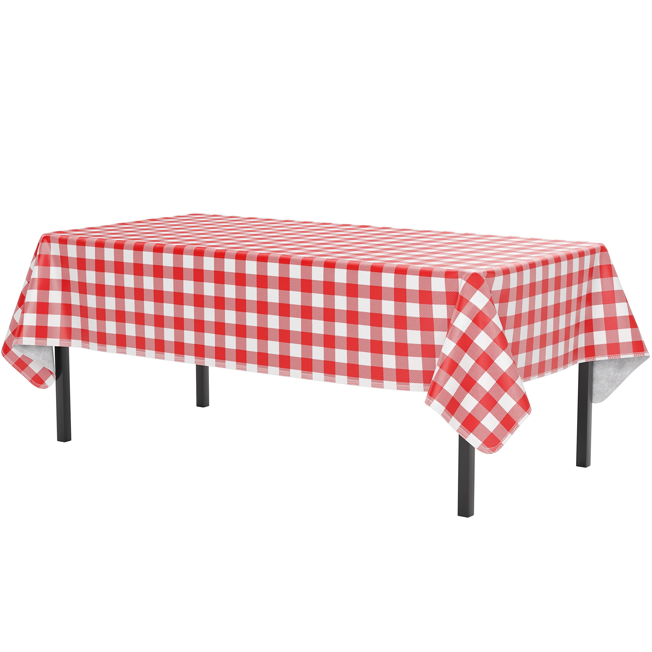 Red Gingham Flannel Backed Table Cover 54 In. x 70 In. | 2 Pack