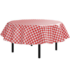 Red Gingham Flannel Backed Table Cover 70 In. Round | 2 Pack