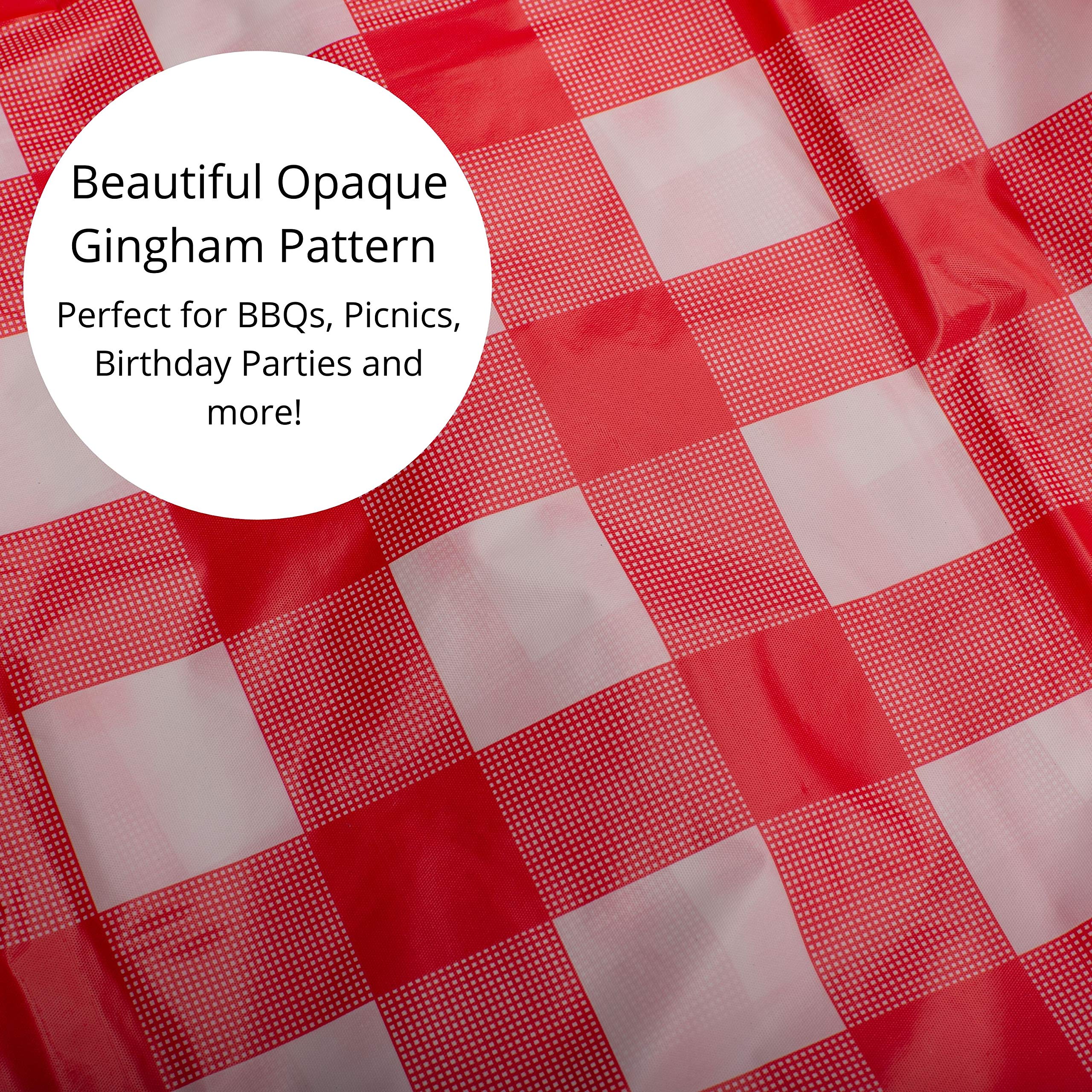 Red Gingham Printed Plastic Table Covers | 48 Count