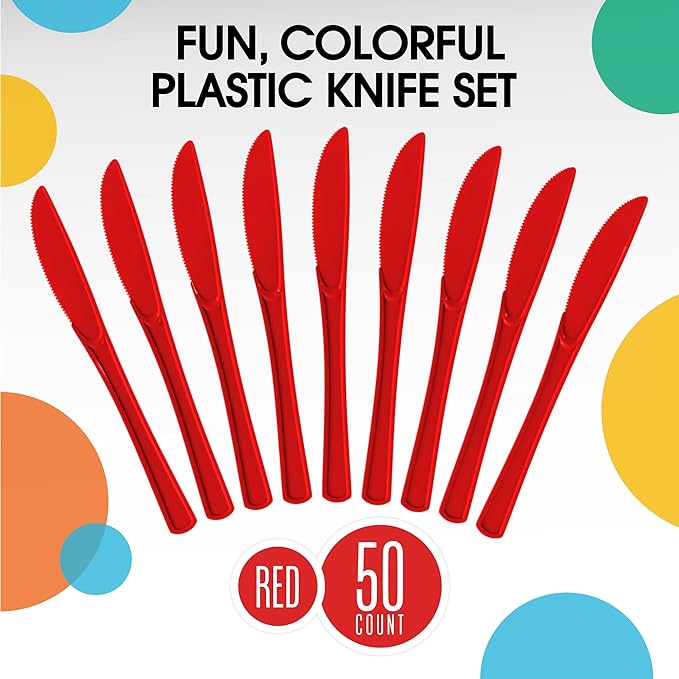 Heavy Duty Red Plastic Knives | 1200 Count