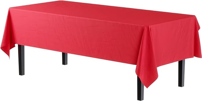 Premium Red Plastic Table Covers | 96 Count