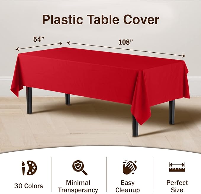 Red Plastic Table Covers | 48 Count