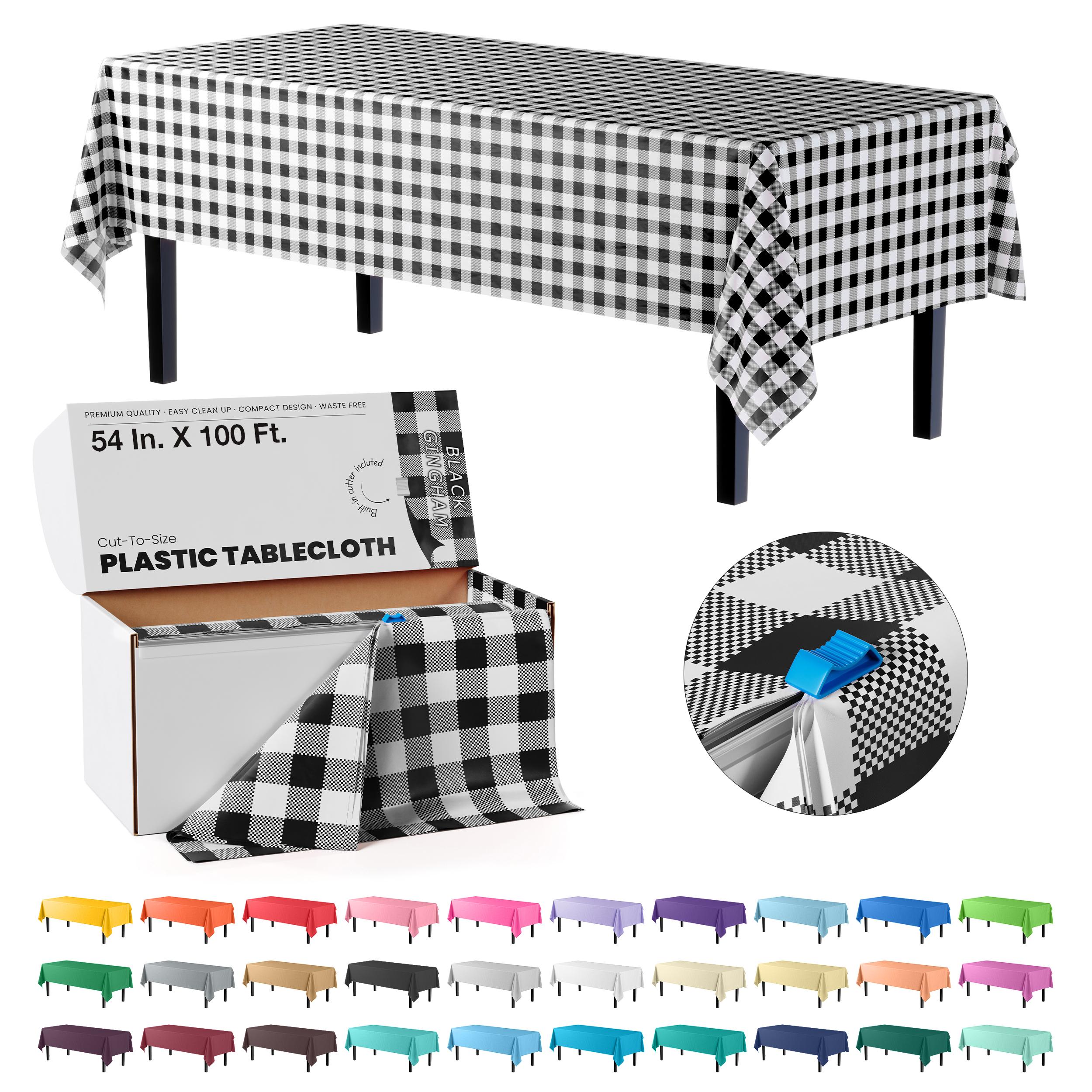 54 In. x 100 Ft. Cut To Size Black Gingham Table Roll