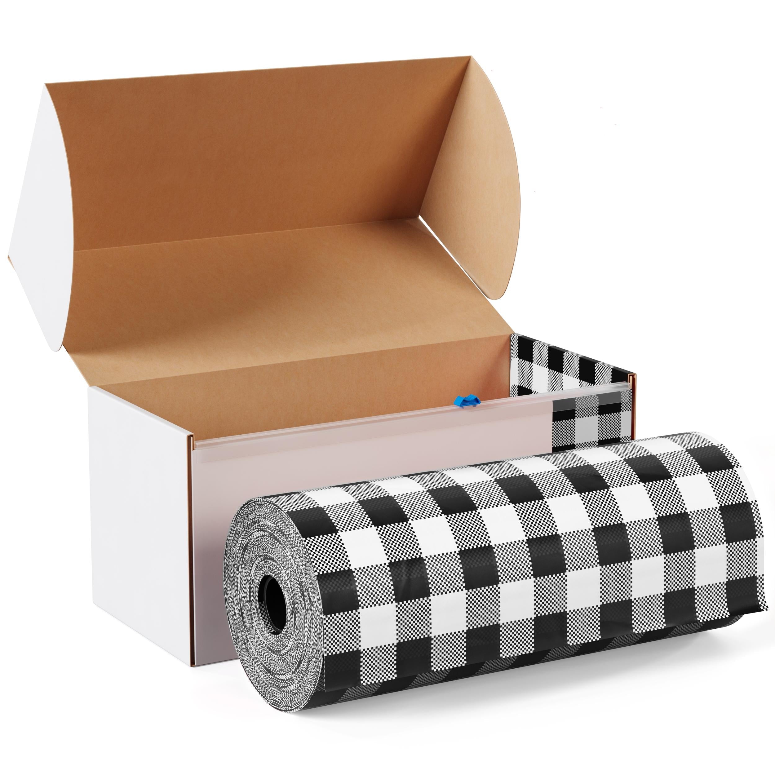 54 In. x 300 Ft. Cut To Size Black Gingham Table Roll