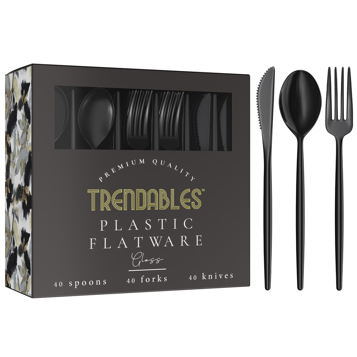 120 Piece Gloss Black Cutlery Combo 40/40/40 | Case of 12
