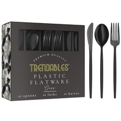 120 Piece Gloss Black Cutlery Combo 40/40/40 | Case of 12