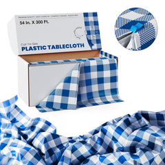 54 In. x 300 Ft. Cut To Size Blue Gingham Table Roll