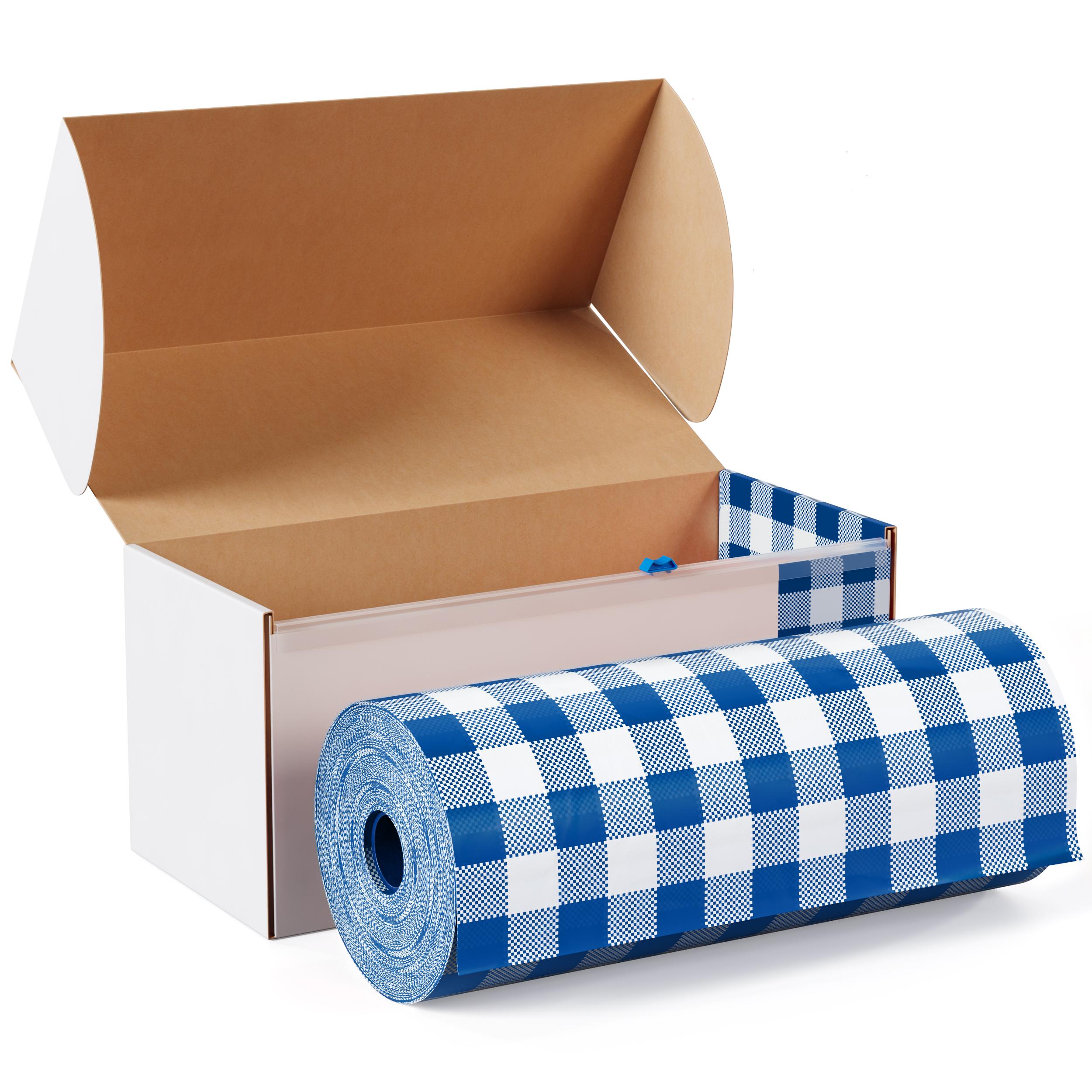 54 In. x 100 Ft. Cut To Size Blue Gingham Table Roll