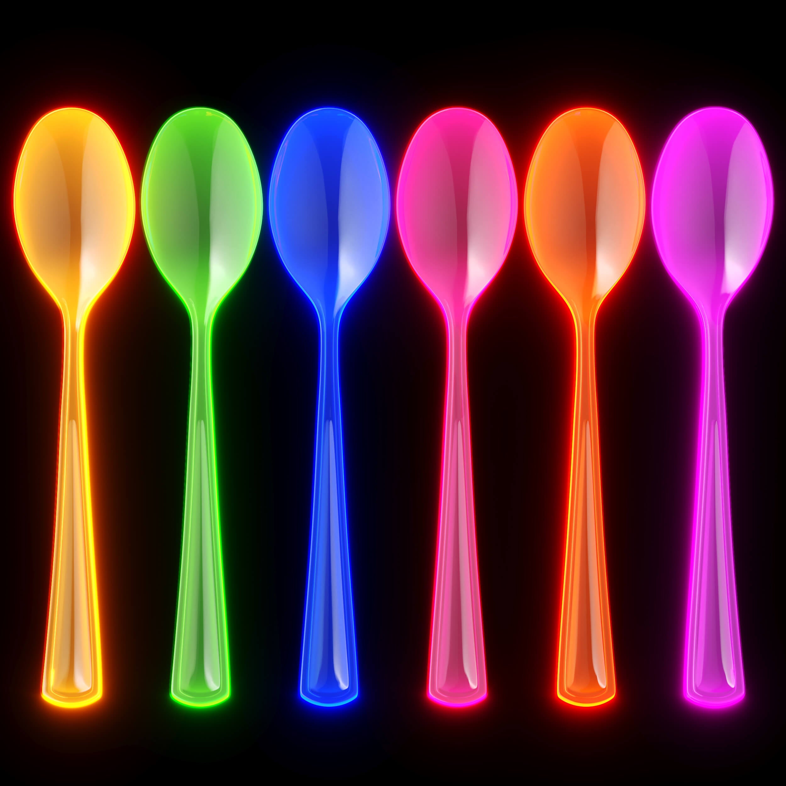 Heavy Duty Neon Plastic Spoons | 1440 Count