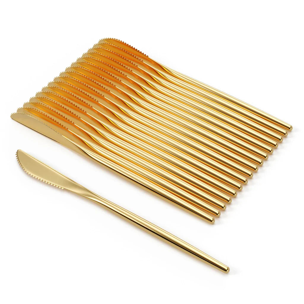 Trendables Gloss Gold Plastic Knives | 120 Count