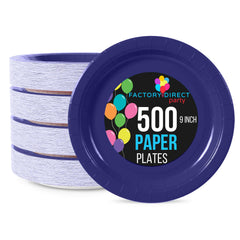 9 In. Navy Paper Plates | 500 Count