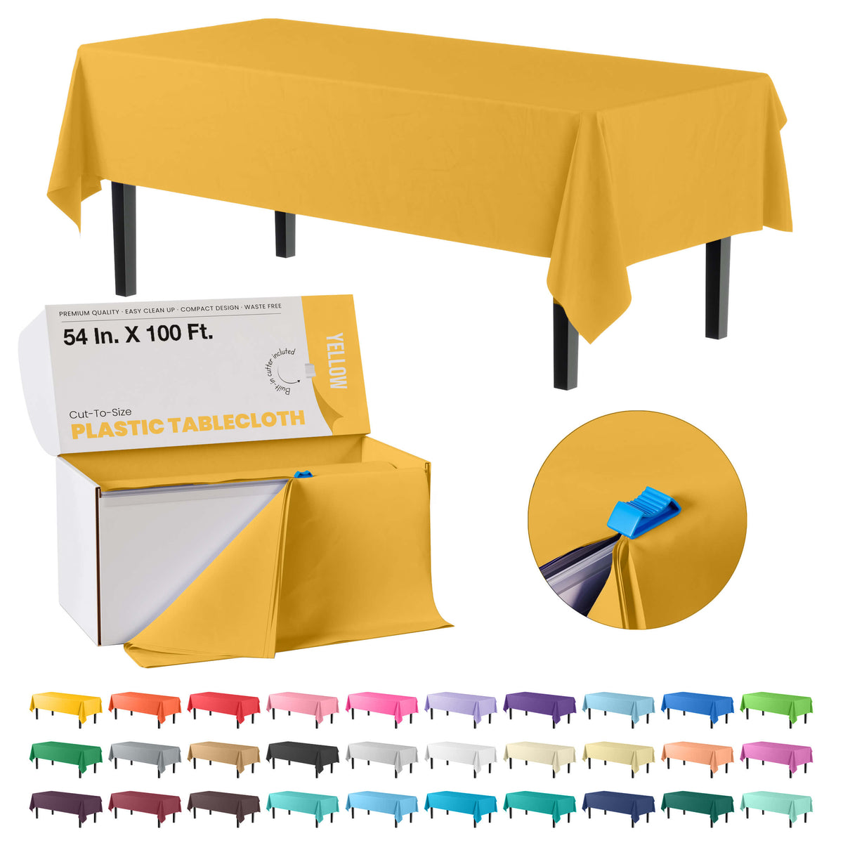 54 In. x 100 Ft. Cut To Size Yellow Table Roll