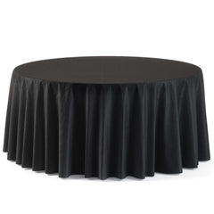 120 In. Premium Round Black Plastic Table Covers | 60 Count