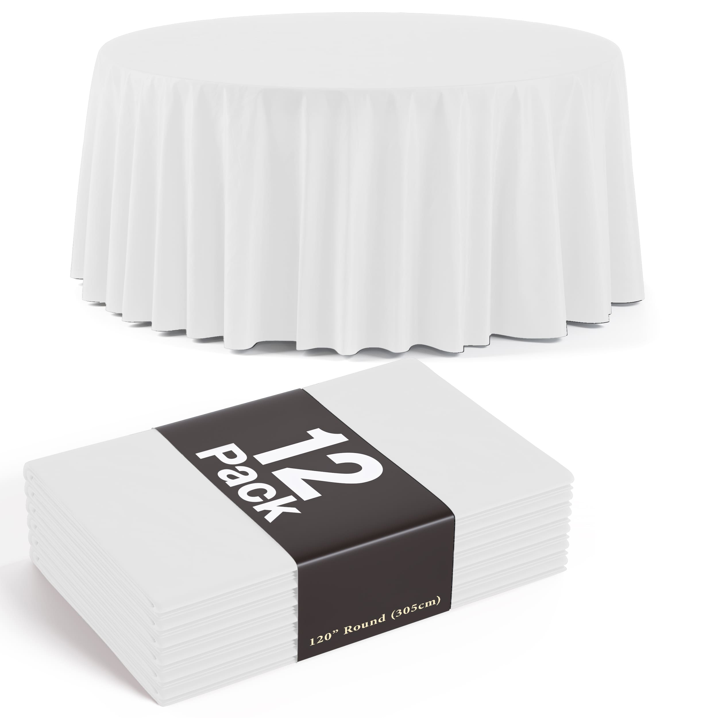 Disbisable Table 120 In. Premium Round White Plastic Table Covers | 12 Count | Yom Tov ...