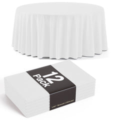 120 In. Premium Round White Table Covers | 12 Count