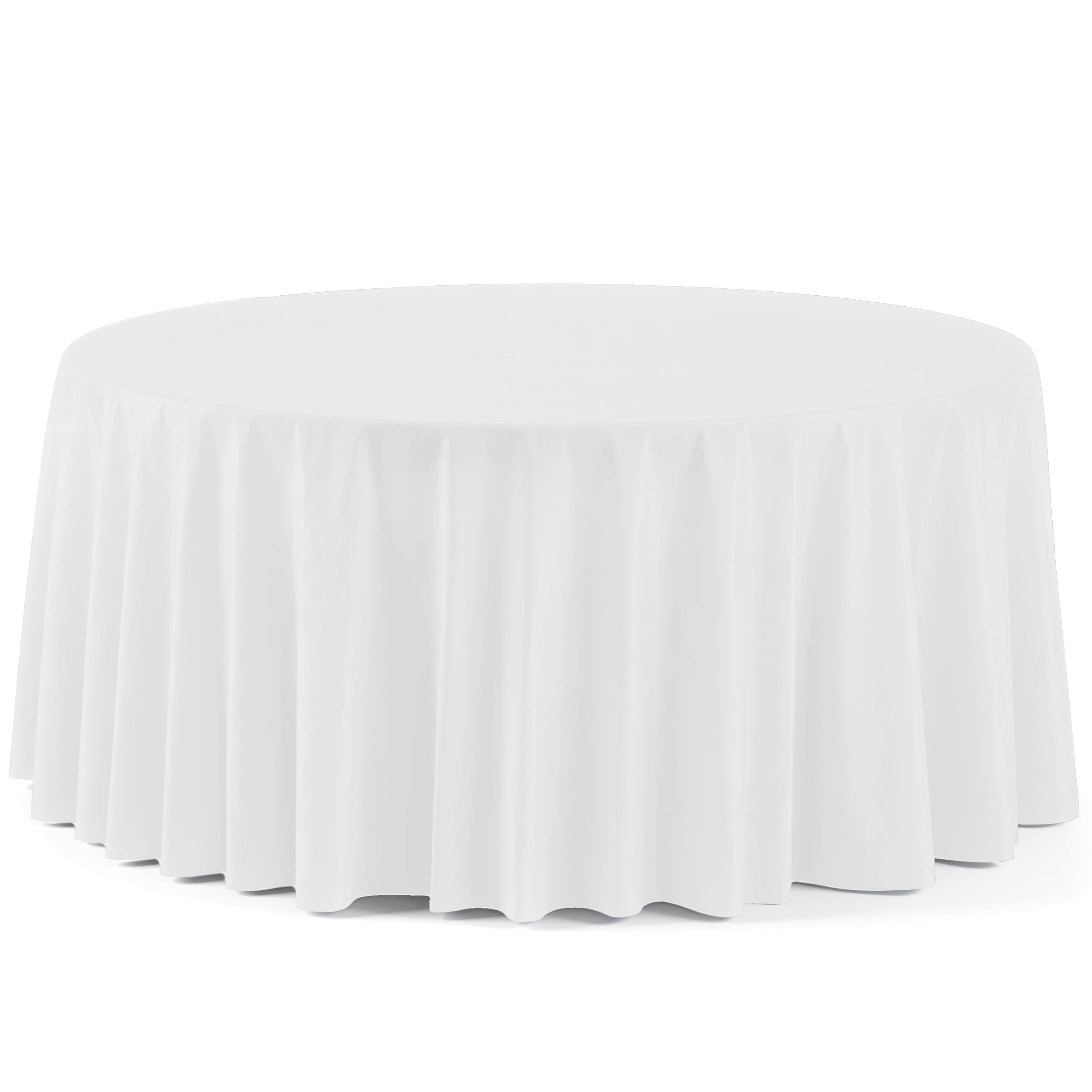 120 In. Premium Round White Table Covers | 12 Count