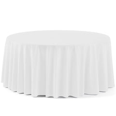 120 In. Premium Round White Plastic Table Covers | 6 Count