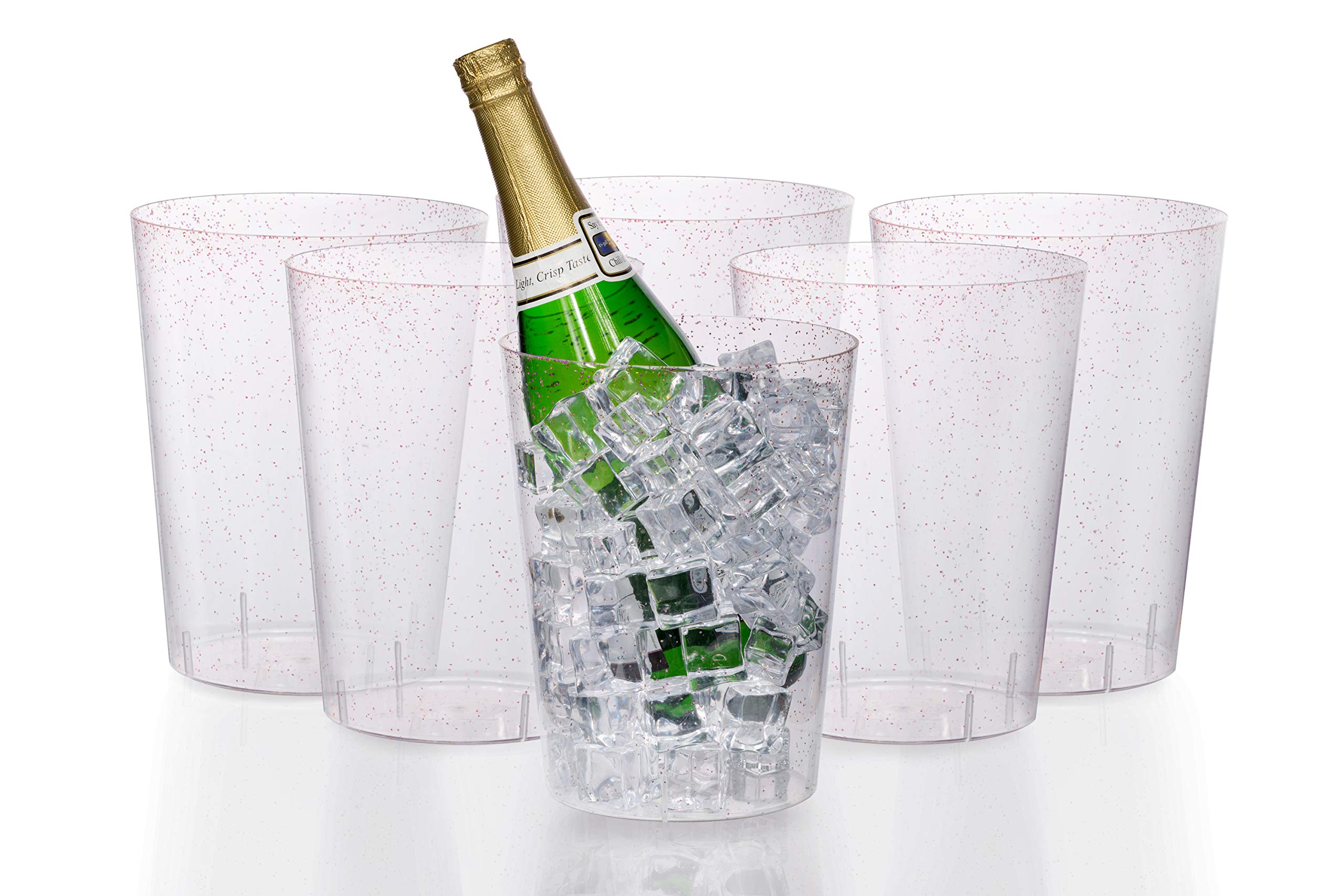 Clear and Rose Gold Sparkle Ice Bucket | 48 Count